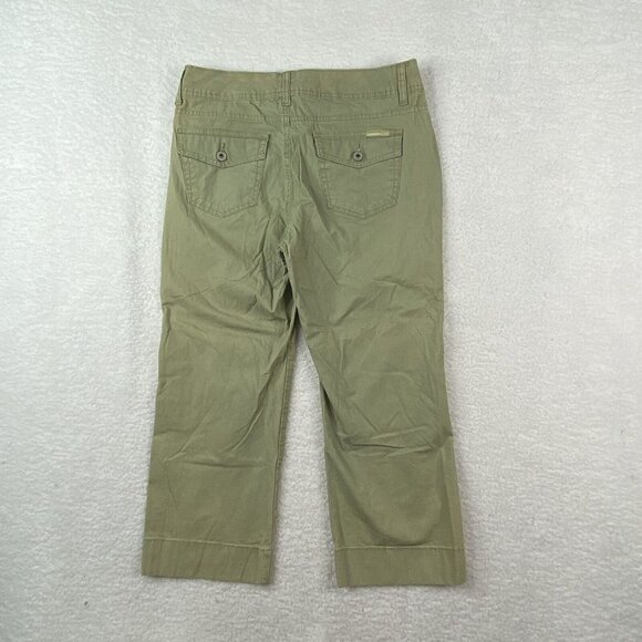 Bandolino Blu Pants Womens 8 Green Straight Crop High‎ Rise Stretch Dbl Button - Picture 2 of 15